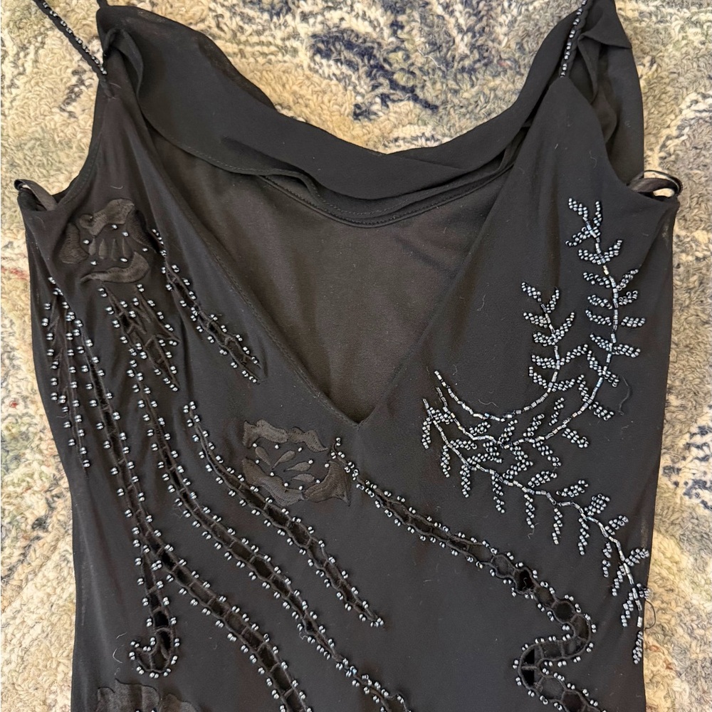 Sue Wong Nocturne 100% Silk Beaded Black Cocktail Dress Black 4 Small XS - Picture 4 of 15